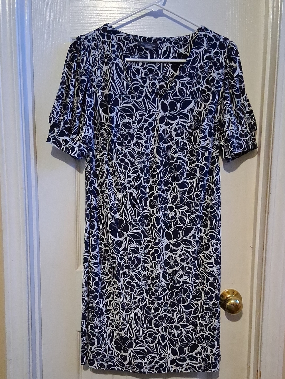 Tommy Hilfiger Navy and White Floral Midi Dress